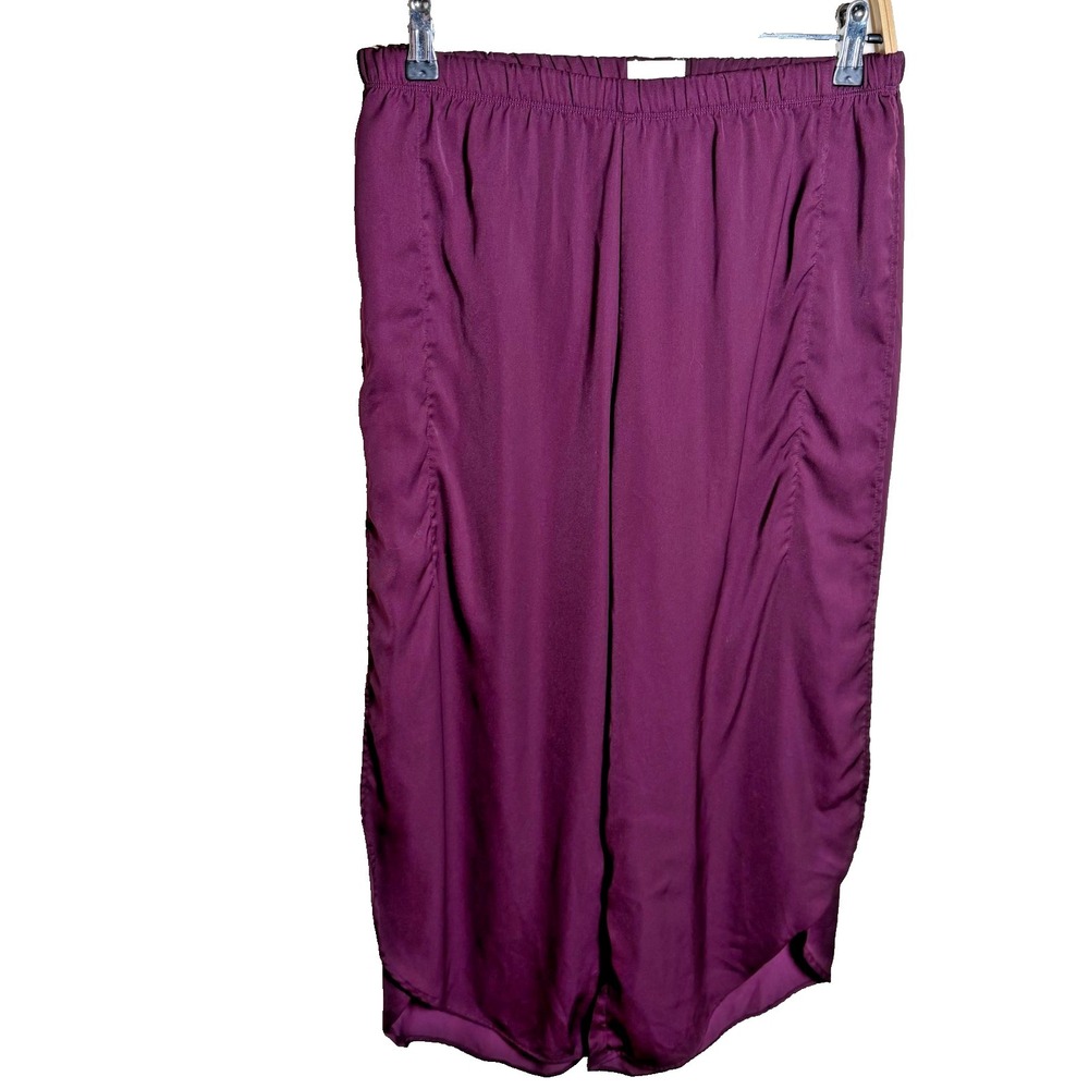 Upwest Lounge Lightweight Pants Small Maroon Pull On Side Slit Leg Elastic Waist
